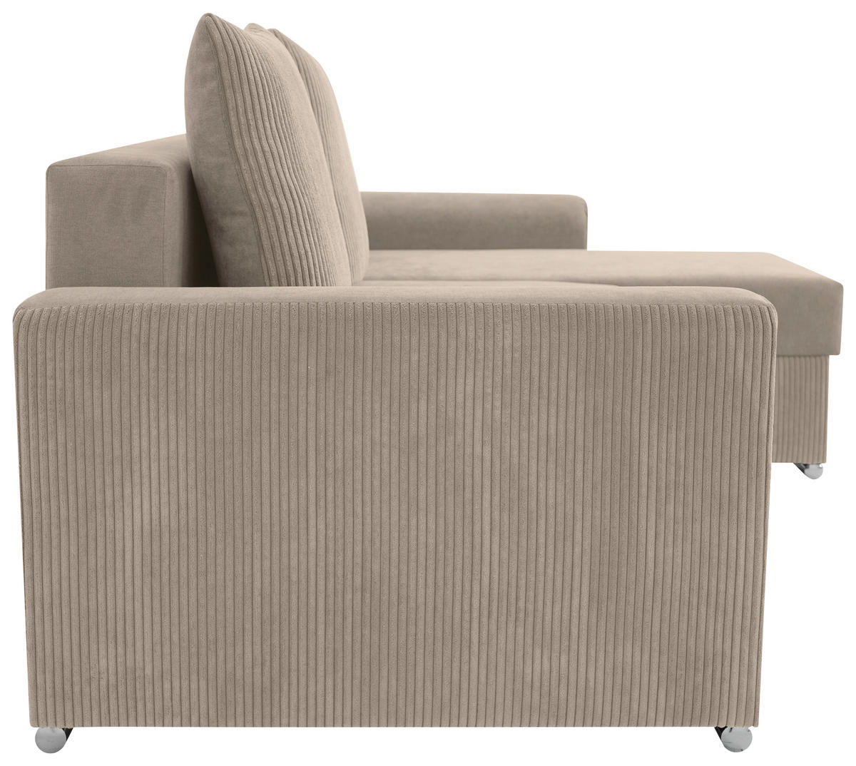 ECKSOFA in Cord, Mikrofaser Taupe  - Taupe/Chromfarben, Design, Kunststoff/Textil (239/141cm) - Livetastic
