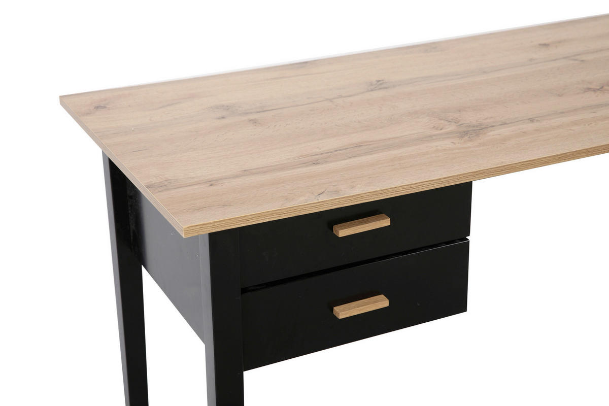 SCHREIBTISCH 140/60/75 cm  in Naturfarben, Schwarz  - Schwarz/Naturfarben, Design, Holz/Holzwerkstoff (140/60/75cm) - Livetastic