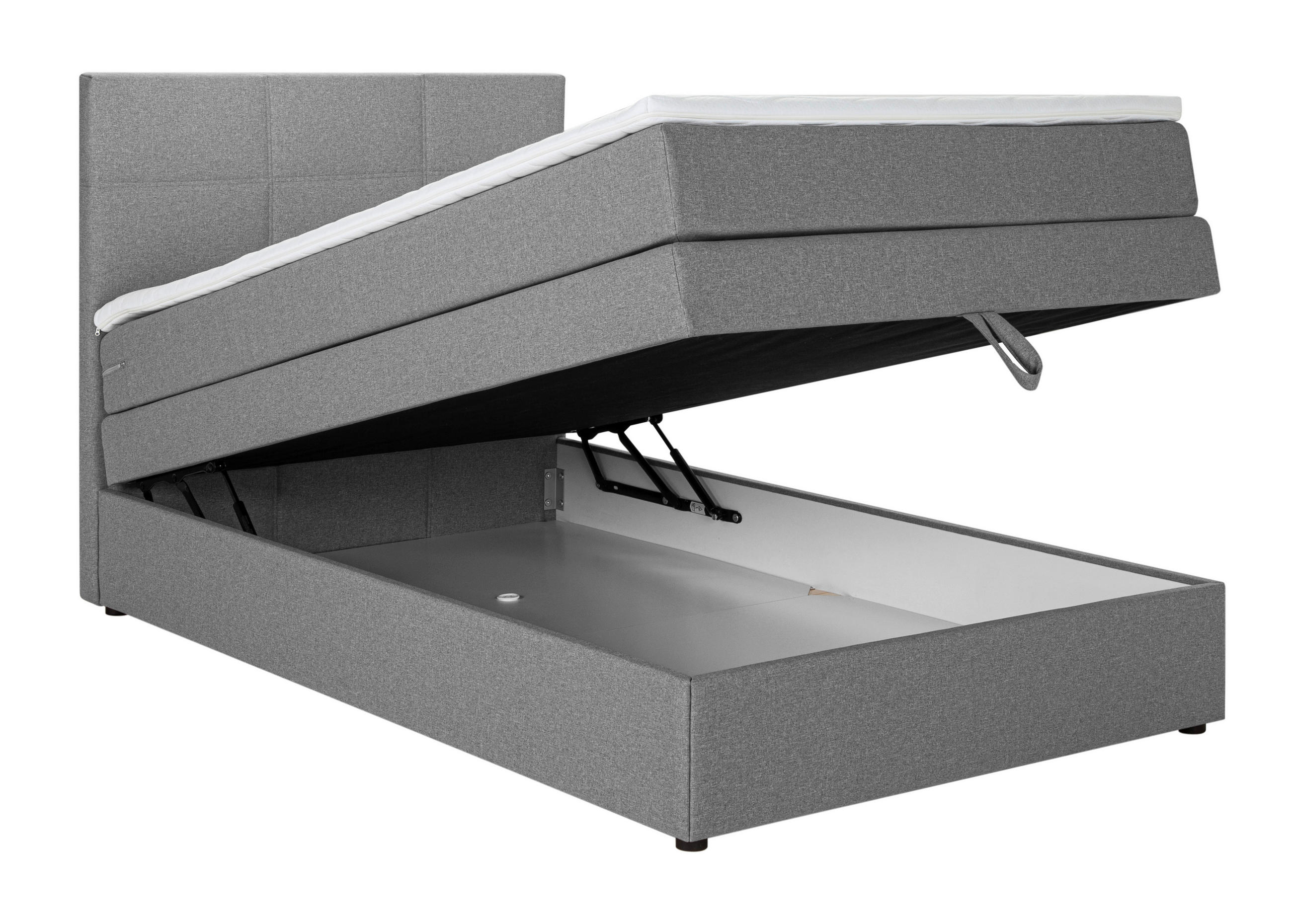 BOXSPRINGBETT 90/200 cm  in Grau  - Schwarz/Grau, Design, Kunststoff/Textil (90/200cm) - Welnova