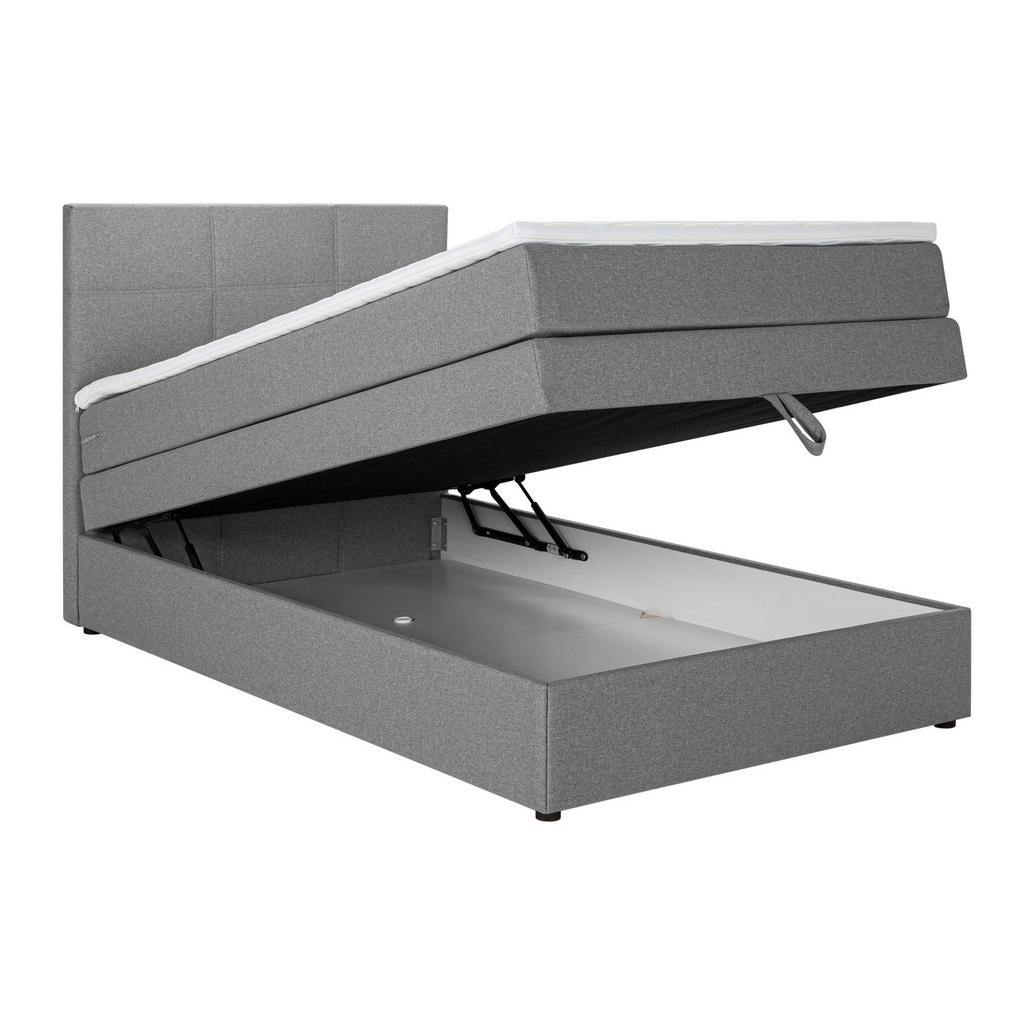 Thumbnail - Welnova Boxspringbett, Grau, Textil, H5, Höhe ca. 17 cm, 120x200 cm, gepolstertes Kopfteil, Kinder- & Jugendzimmer, Juge...