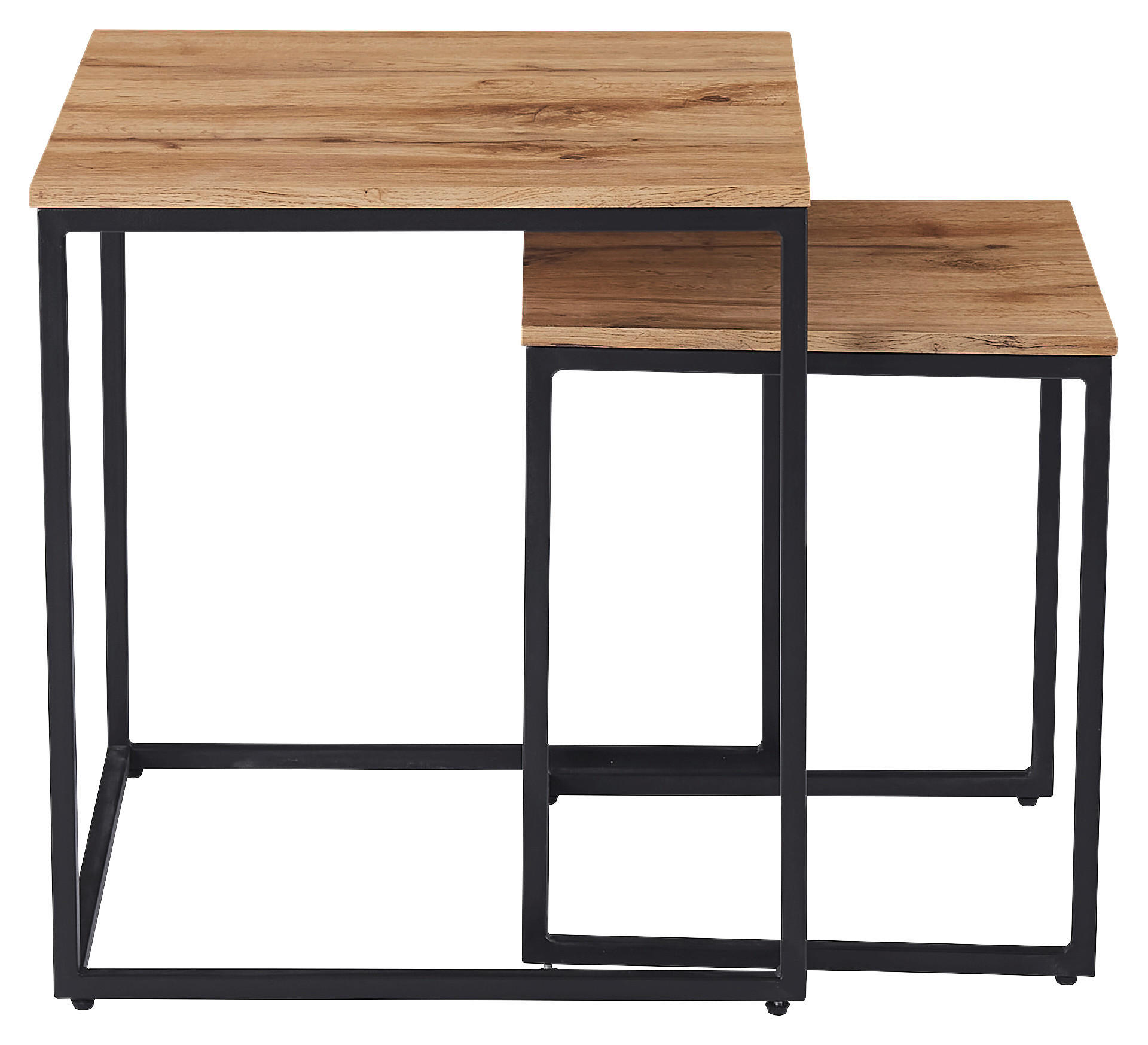 BEISTELLTISCHSET quadratisch Eichefarben  - Eichefarben/Schwarz, Design, Holzwerkstoff/Metall (35-45/35-45/40-50cm) - Ti'me