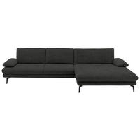 ECKSOFA  in Velours Anthrazit  310/180 cm  - Anthrazit/Schwarz, Design, Textil/Metall (310/180cm) - Dieter Knoll