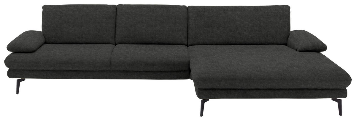 ECKSOFA  in Velours Anthrazit  310/180 cm  - Anthrazit/Schwarz, Design, Textil/Metall (310/180cm) - Dieter Knoll