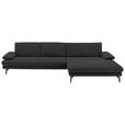 ECKSOFA  in Velours Anthrazit  310/180 cm  - Anthrazit/Schwarz, Design, Textil/Metall (310/180cm) - Dieter Knoll