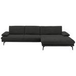ECKSOFA  in Velours Anthrazit  310/180 cm  - Anthrazit/Schwarz, Design, Textil/Metall (310/180cm) - Dieter Knoll