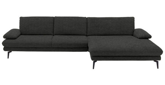 ECKSOFA  in Velours Anthrazit  310/180 cm  - Anthrazit/Schwarz, Design, Textil/Metall (310/180cm) - Dieter Knoll