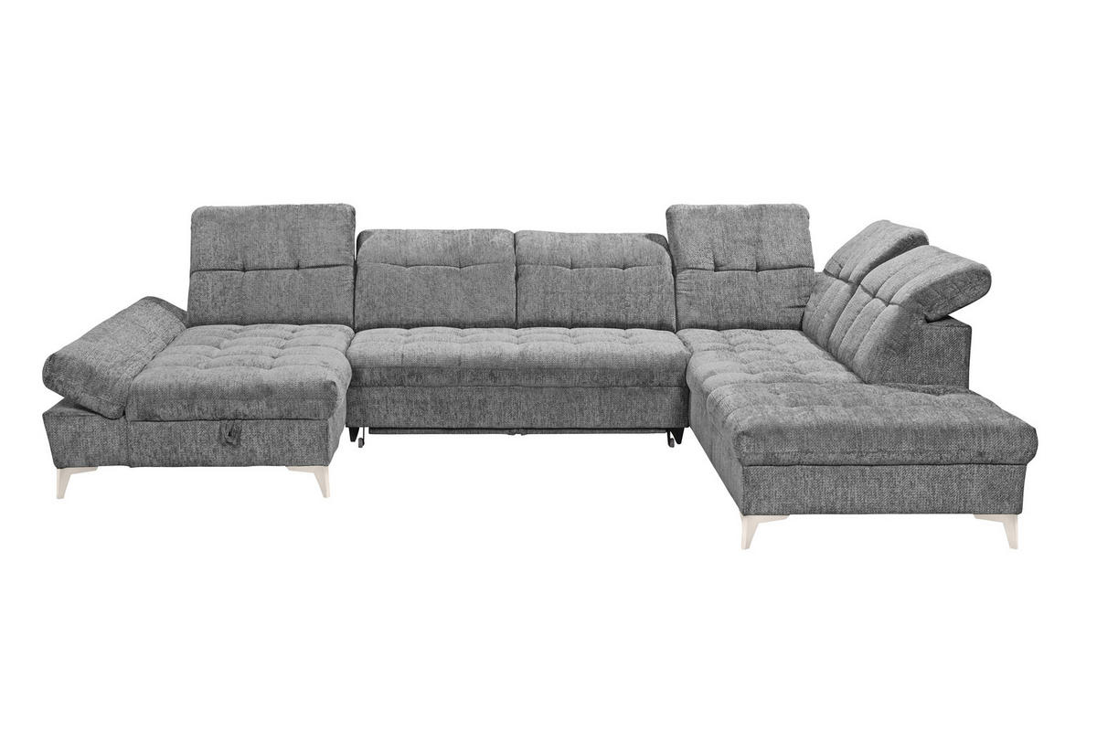 WOHNLANDSCHAFT MERCY Grau Mikrovelours  - Kaschmir/Grau, MODERN, Kunststoff/Textil (169/348/245cm) - MID.YOU