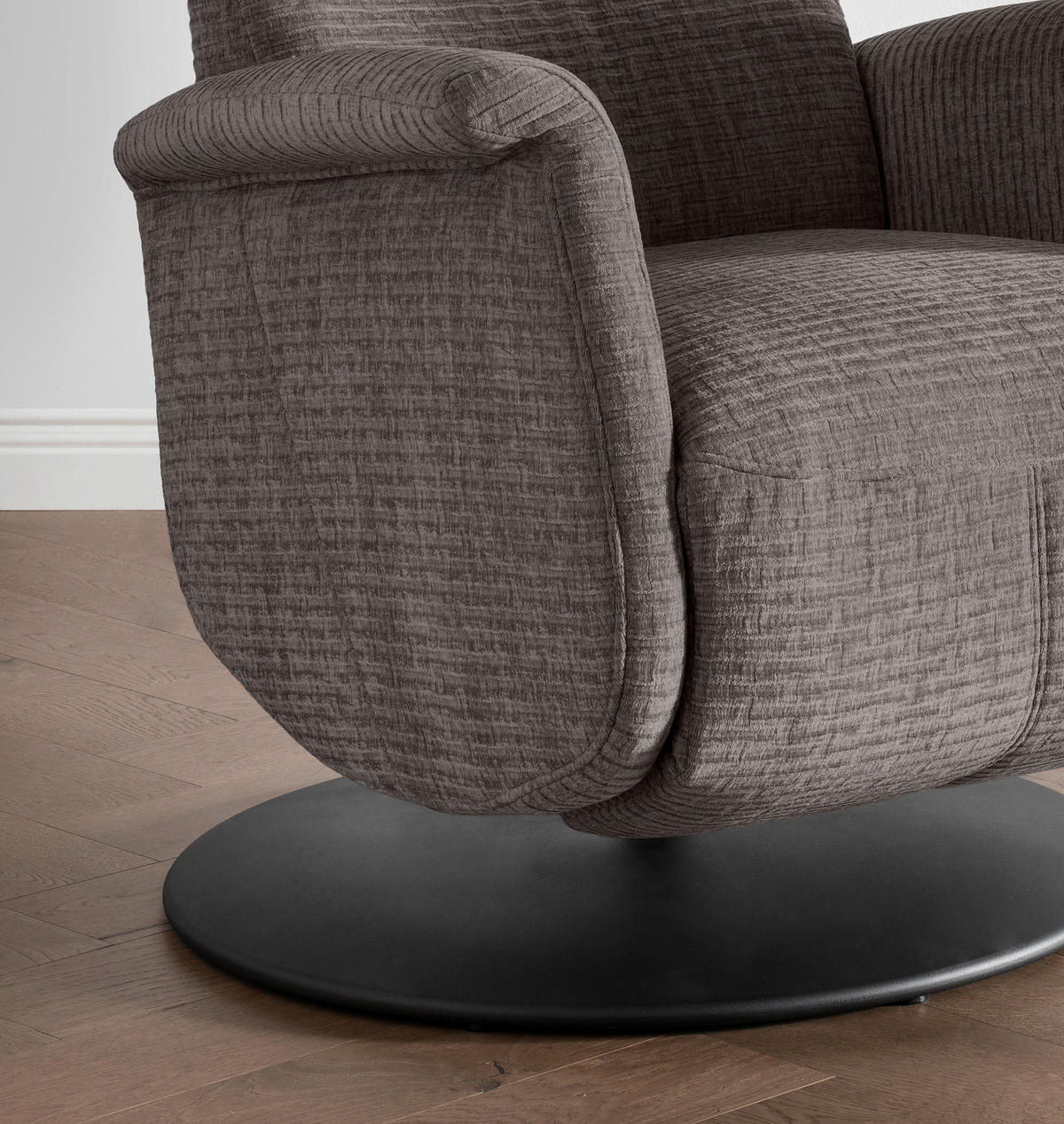 RELAXSESSEL Mikrofaser Kopfteilverstellung, Fußteilverstellung, Rücken echt, Relaxfunktion    - Graubraun/Schwarz, MODERN, Textil/Metall (72/118/85-165cm) - Livetastic