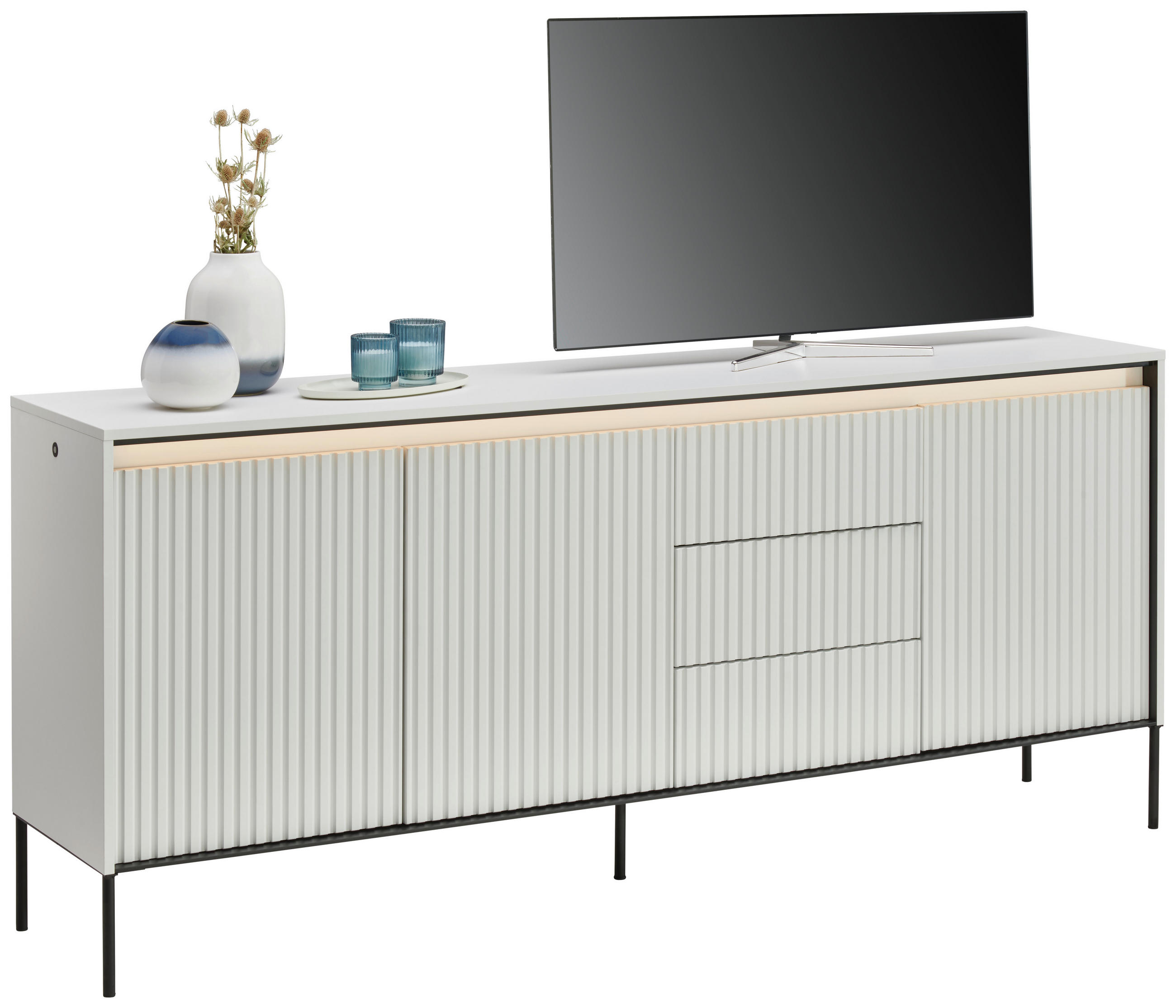 SIDEBOARD 192/82/40 cm  - vit/svart, Design, trämaterial (192/82/40cm) - Niels Andersson