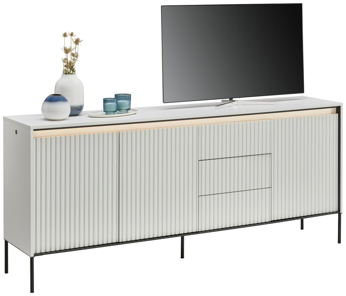 SIDEBOARD 192/82/40 cm  - vit/svart, Design, trämaterial (192/82/40cm) - Niels Andersson