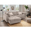 ECKSCHLAFSOFA  mit Liegefunktion, seitenverkehrt erhältlich Mikrofaser Taupe  - Taupe/Chromfarben, MODERN, Textil/Metall (190/250cm) - Livetastic