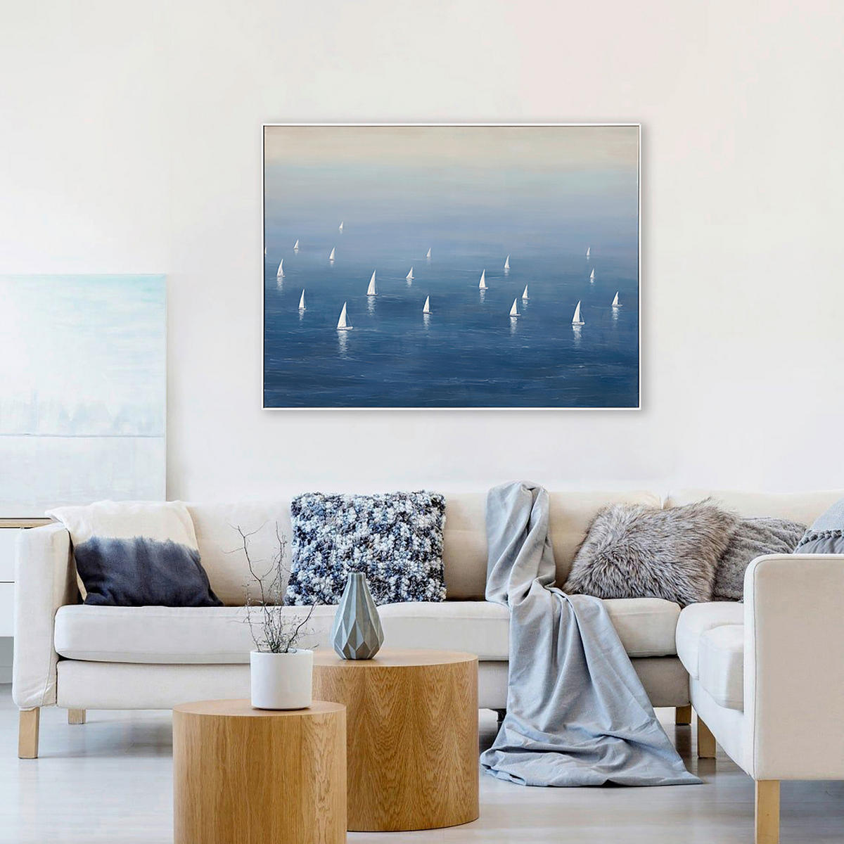 ÖLGEMÄLDE Strand & Meer 120/90 cm  - Blau/Weiß, Trend, Holz/Kunststoff (120/90cm) - Monee