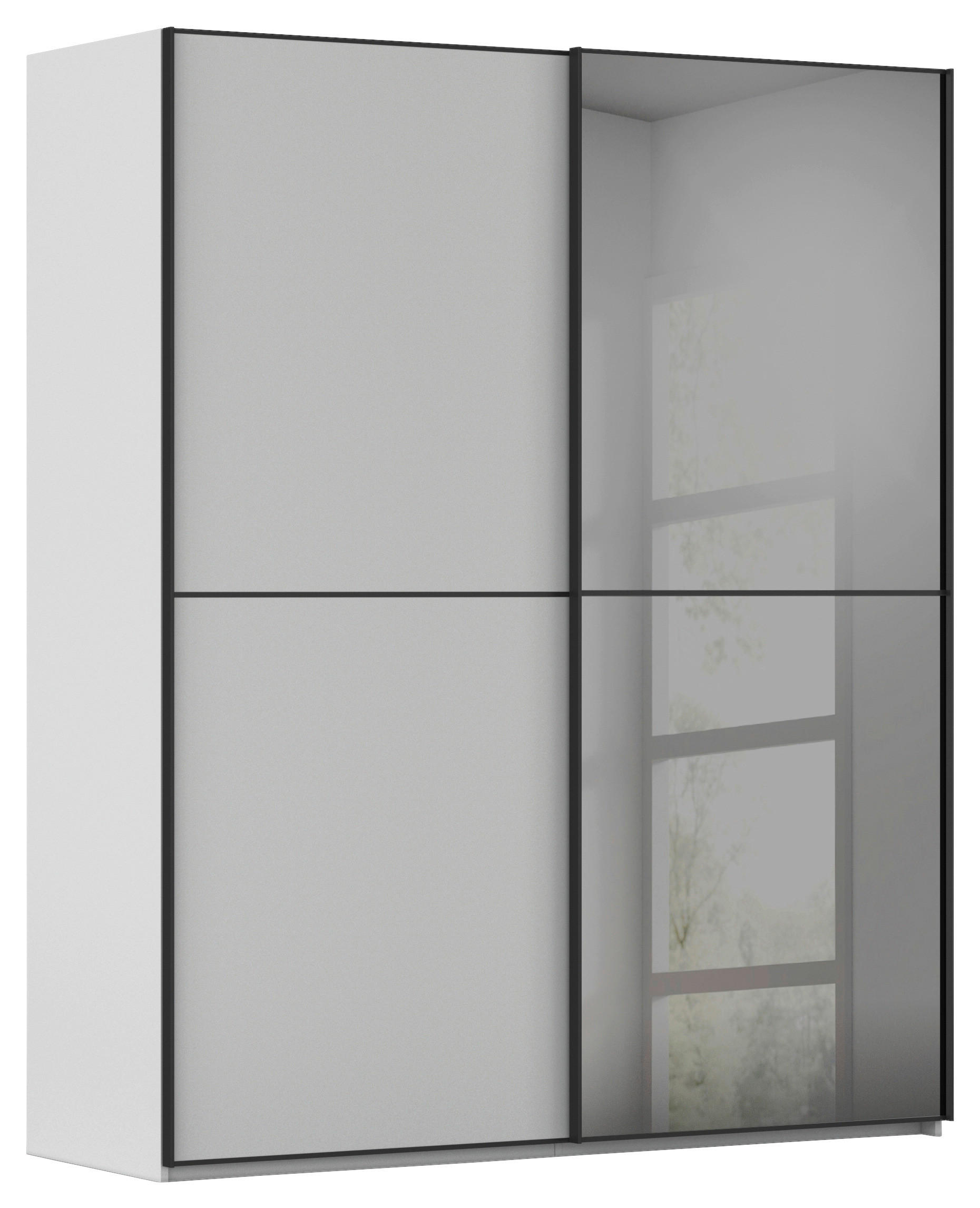 SCHWEBETÜRENSCHRANK 201/223/68 cm,  in Grau, Schwarz, 2 Tür(en)  - Schwarz/Grau, KONVENTIONELL, Glas/Holzwerkstoff (201/223/68cm) - Novel