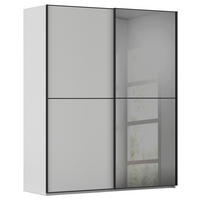 SCHWEBETÜRENSCHRANK 201/223/68 cm,  in Grau, Schwarz, 2 Tür(en)  - Schwarz/Grau, KONVENTIONELL, Glas/Holzwerkstoff (201/223/68cm) - Novel
