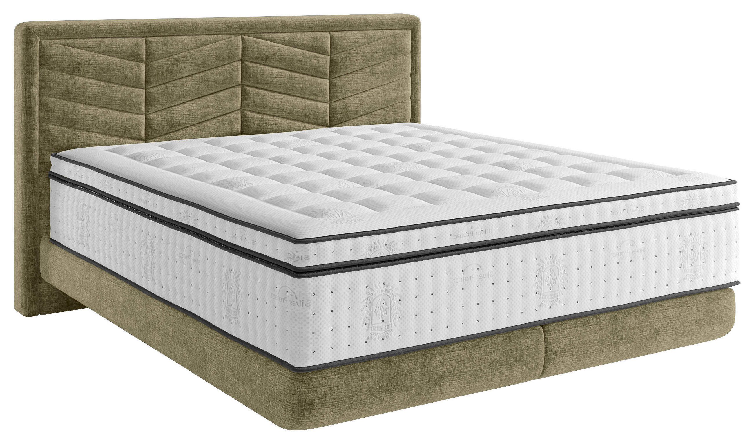 BOXSPRINGBETT 160/200 cm,  in Olivgrün, Matratzen, H3 = fest  - Schwarz/Olivgrün, KONVENTIONELL, Kunststoff/Textil (160/200cm) - Carryhome