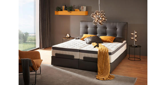 BOXSPRINGBETT 180/200 cm  in Anthrazit  - Anthrazit/Schwarz, Design, Leder/Holz (180/200cm) - Novel