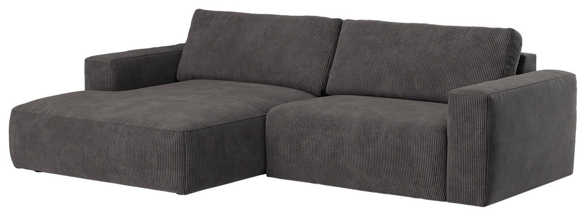 ECKSOFA Anthrazit Mikrofaser  - Anthrazit/Schwarz, MODERN, Kunststoff/Textil (175/283cm) - MID.YOU