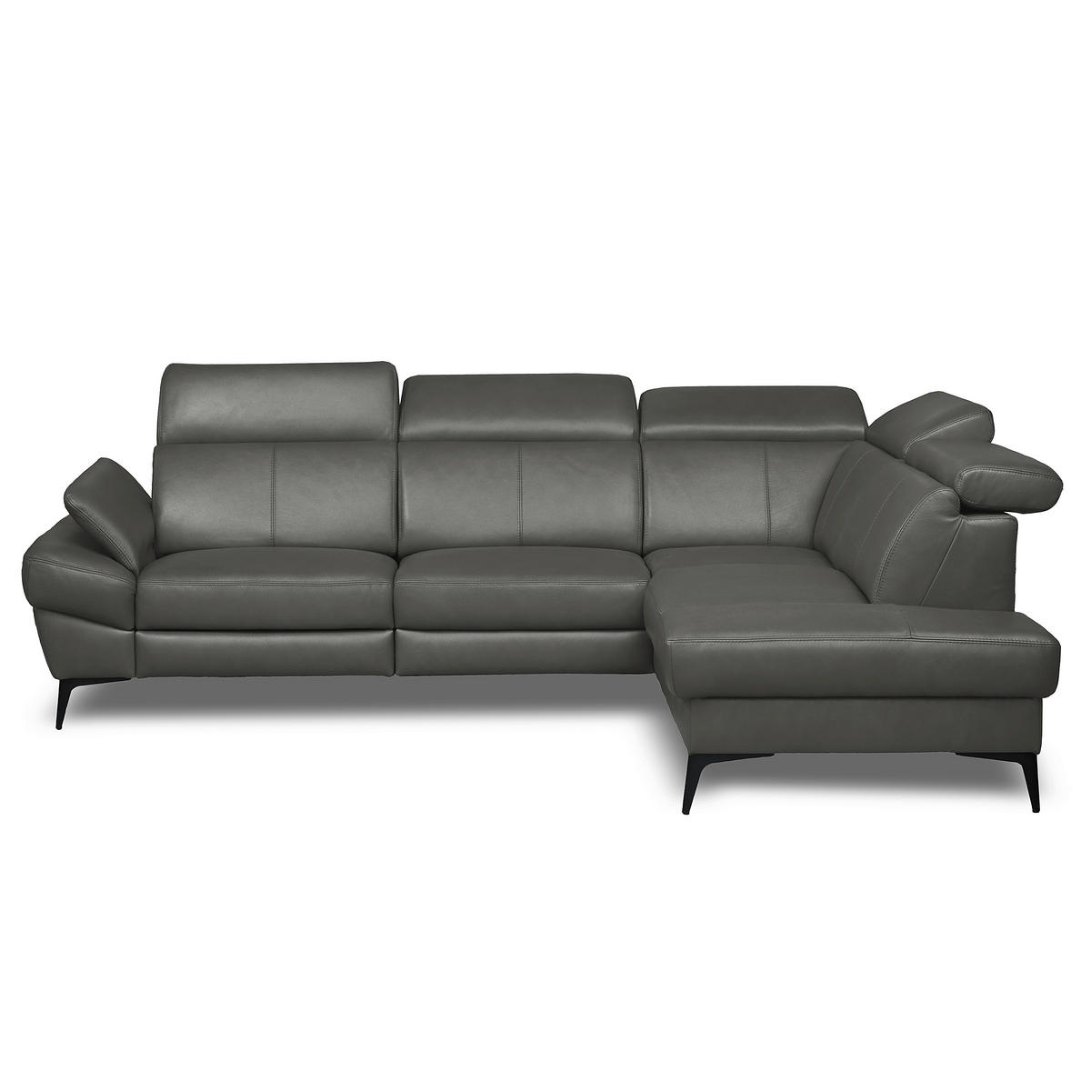 ECKSOFA  in Lederlook Echtleder Anthrazit  264/211 cm  - Anthrazit/Schwarz, Design, Leder/Textil (264/211cm) - Livetastic