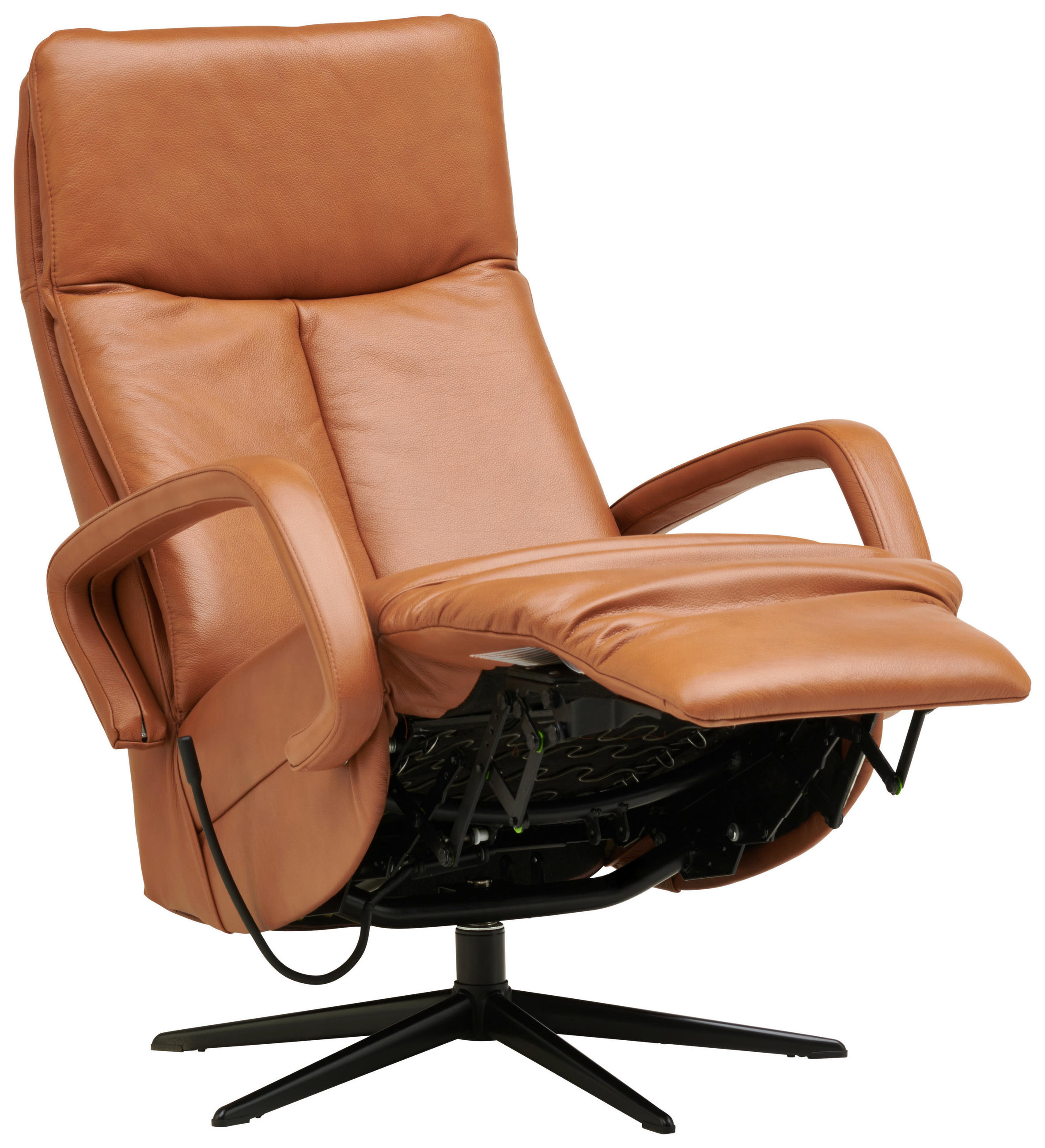 RELAXSESSEL in Leder Cognac  - Cognac/Schwarz, Design, Leder/Metall (68/106/88cm) - Welnova