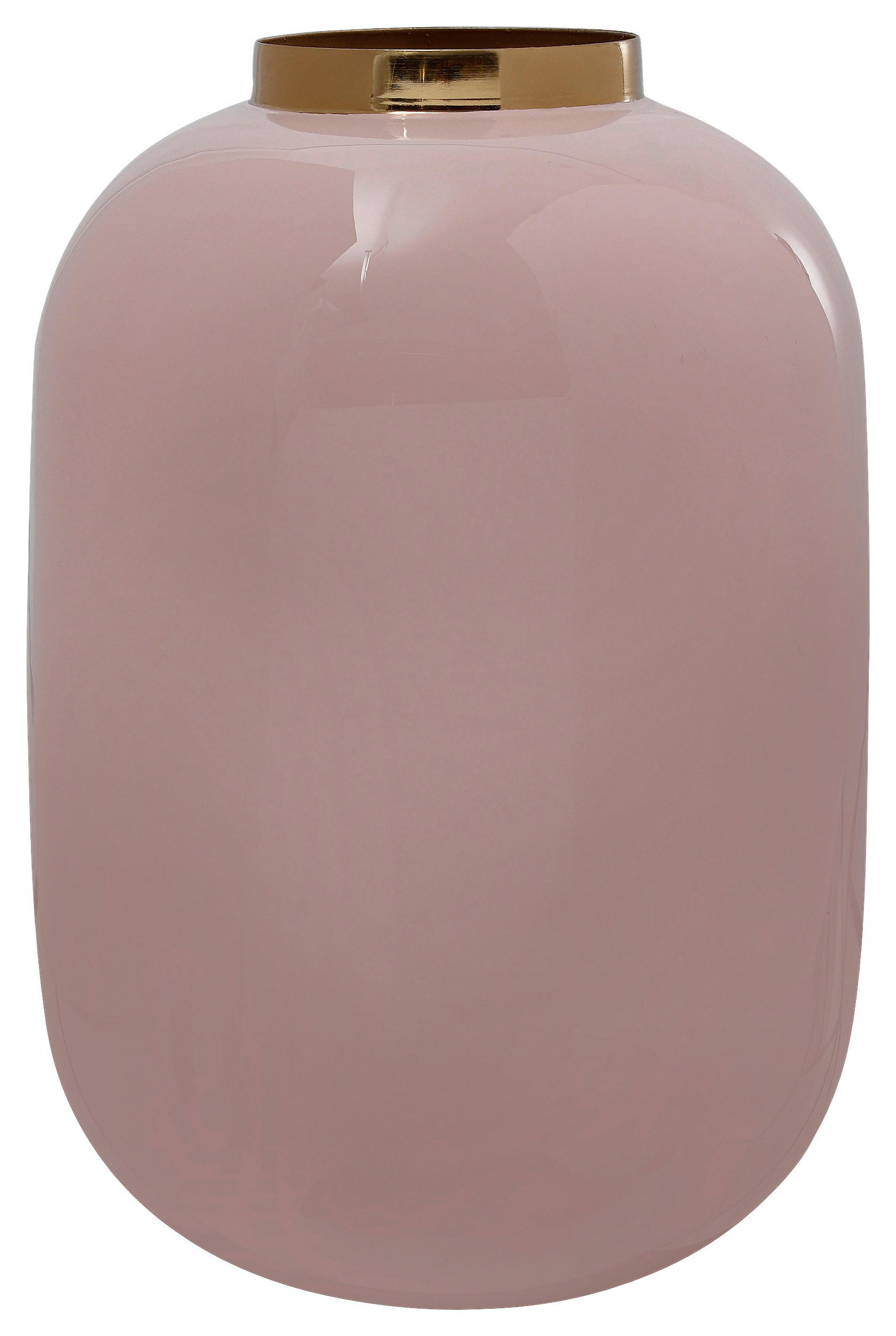 VASE 18 cm  - Hellrosa/Goldfarben, Trend, Metall (16/16/25cm) - Kayoom