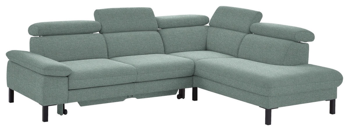 ECKSOFA in Flachgewebe Mintgrün  - Schwarz/Mintgrün, Design, Holzwerkstoff/Textil (272/217cm) - Pure Home Comfort