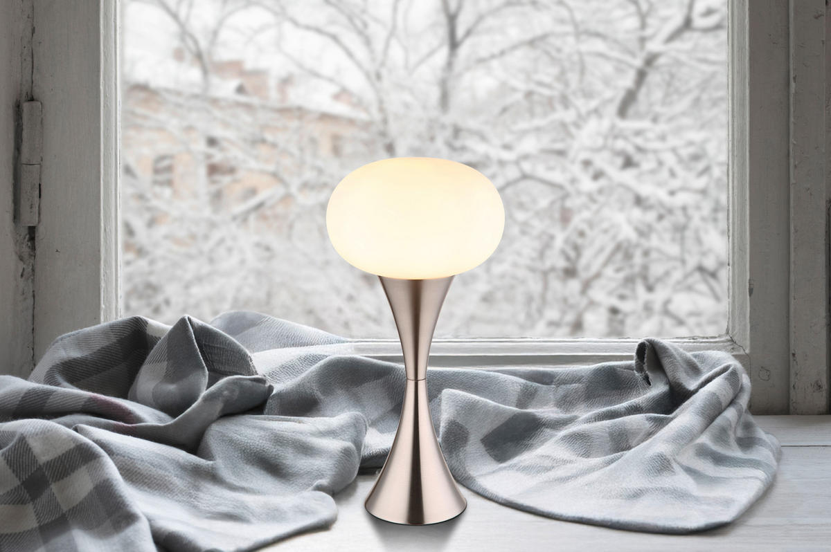 STOLNÍ LAMPA, E14, 18/36,9 cm  - černá/opál, Design, kov/plast (18/36,9cm) - Globo