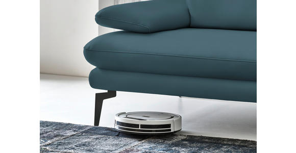 3-SITZER-SOFA in Leder Blau - Blau/Schwarz, Design, Leder/Metall (222/86/104cm) - Dieter Knoll