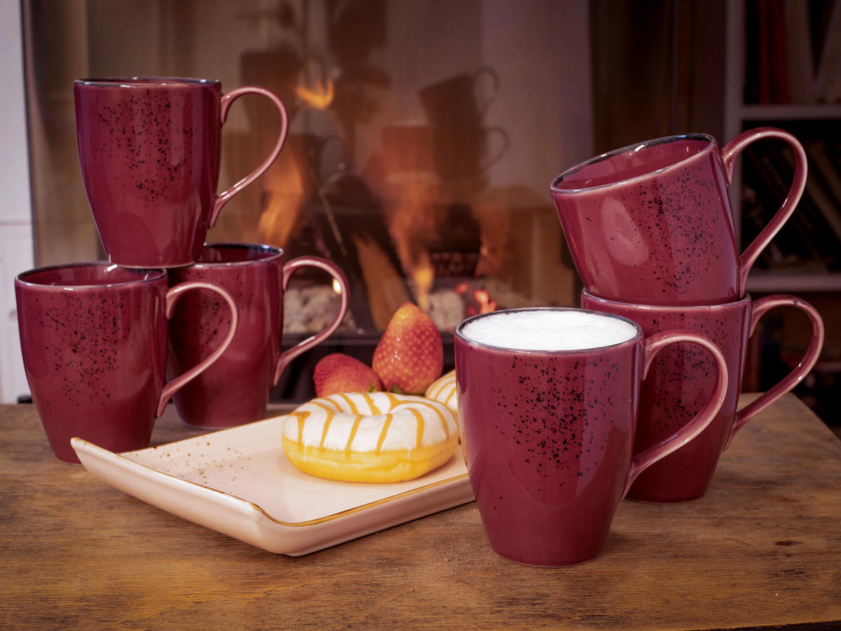 KAFFEEBECHERSET 6-teilig  - Beere, Trend, Keramik (300ml) - Creatable