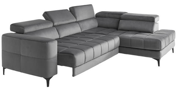 ECKSOFA inkl.Funktionen Dunkelgrau Samt - Dunkelgrau/Schwarz, Design, Kunststoff/Textil (281/202cm) - Xora