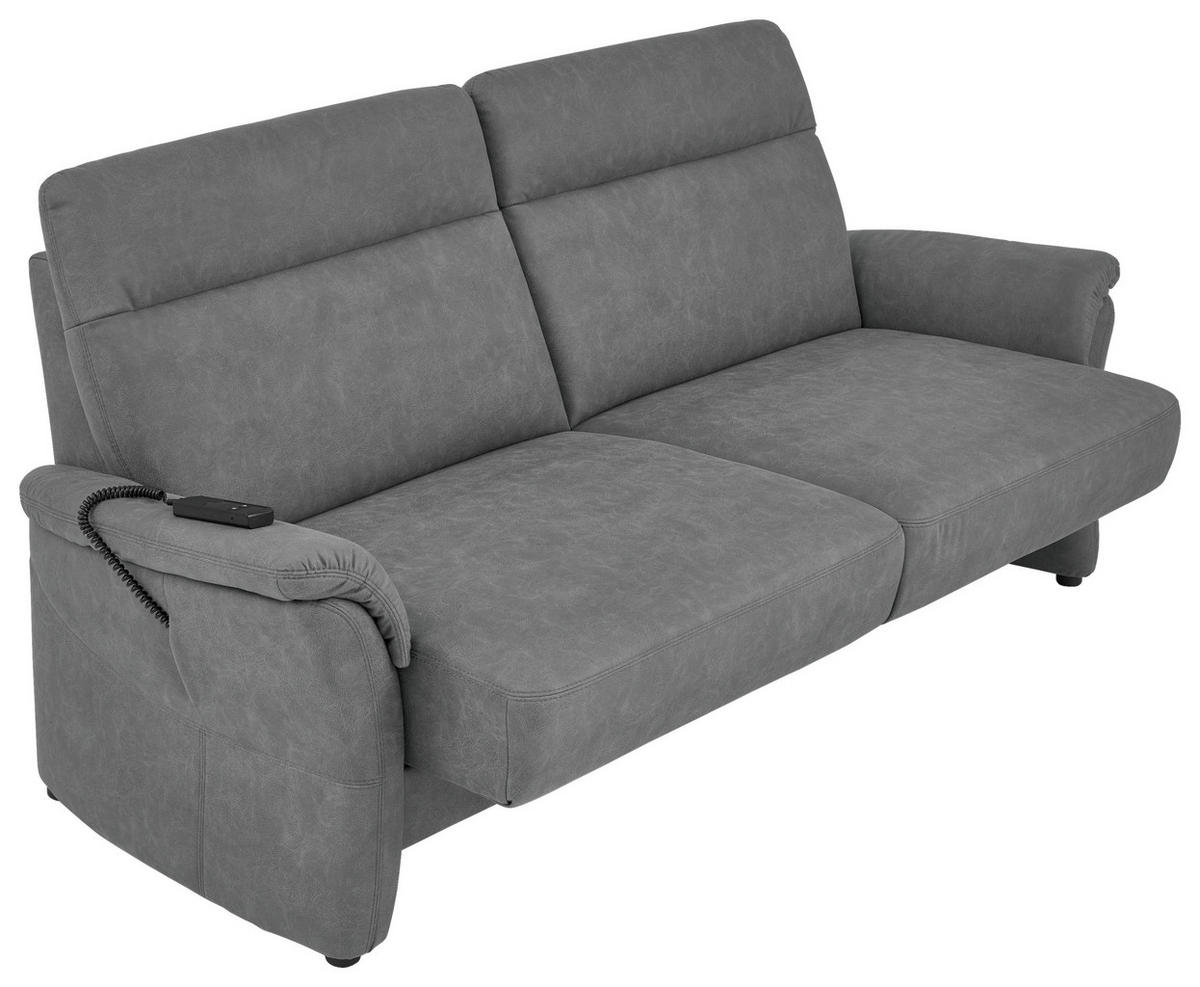 3,5-SITZER  in Mikrofaser Dunkelgrau Modern, Retro  - Dunkelgrau/Schwarz, KONVENTIONELL, Kunststoff/Textil (205/98/91cm) - Elegando