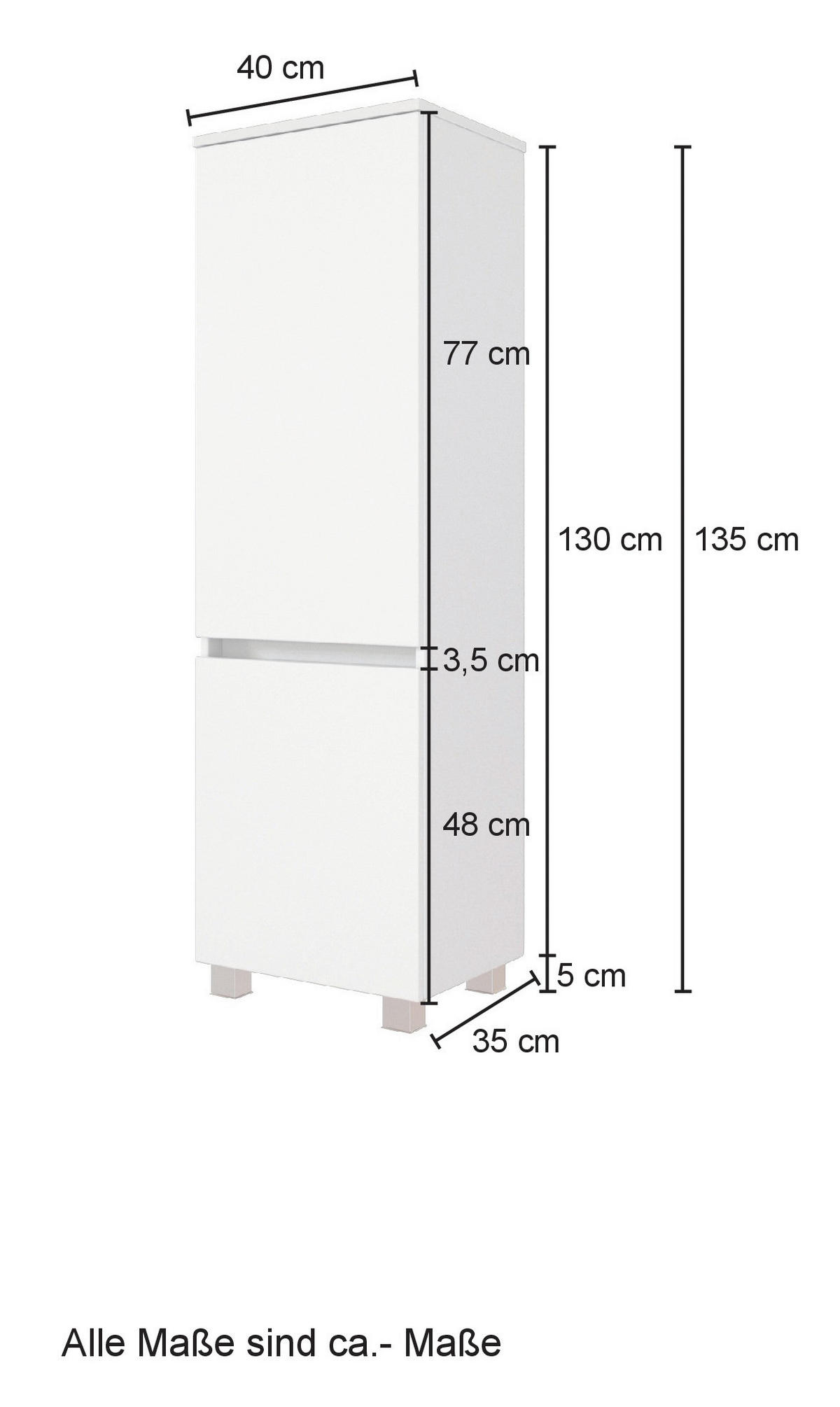 MIDISCHRANK 40/130/35 cm  - Eichefarben/Silberfarben, KONVENTIONELL, Holzwerkstoff/Kunststoff (40/130/35cm) - Held