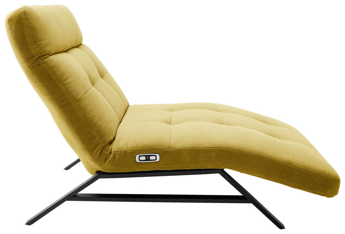 RELAXLIEGE in Feincord Hellgrün  - Schwarz/Hellgrün, Design, Textil/Metall (120/54-113/158-198cm) - Pure Home Lifestyle