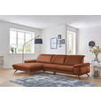 ECKSOFA in Echtleder Cognac  - Cognac/Schwarz, Design, Leder/Metall (193/328cm) - Dieter Knoll