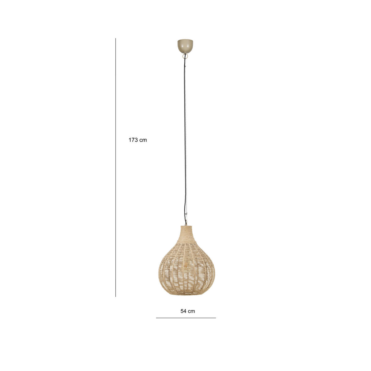 HÄNGELEUCHTE 34/177 cm   - Schwarz/Naturfarben, Natur, Naturmaterialien/Metall (34/177cm) - Trio Leuchten