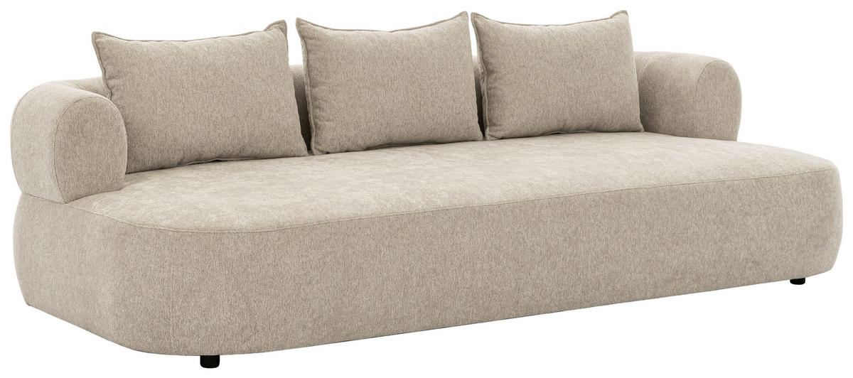 BIGSOFA in Chenille Beige  - Beige/Schwarz, Design, Kunststoff/Textil (240/76/122cm) - Livetastic