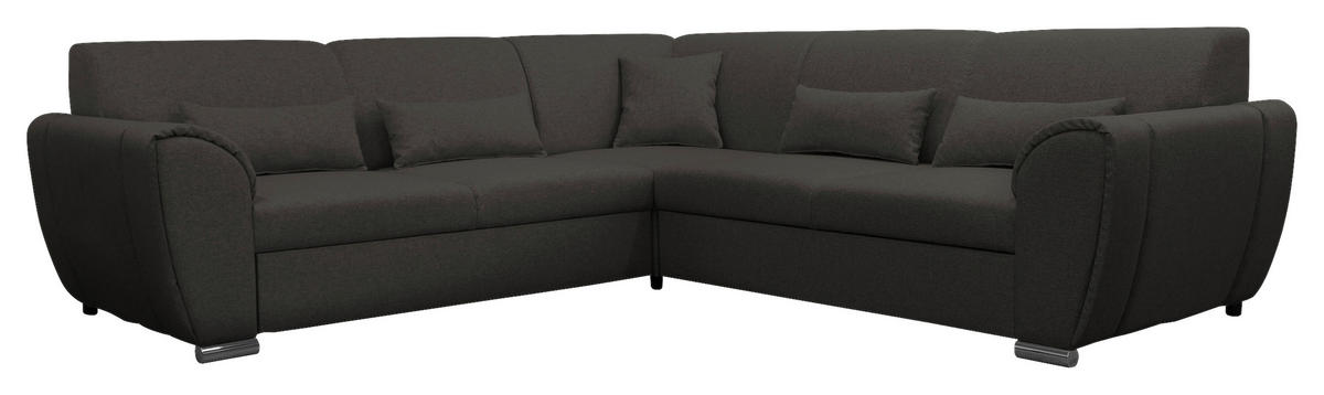 ECKSOFA in Flachgewebe Anthrazit  266/266 cm  - Anthrazit/Silberfarben, Design, Kunststoff/Textil (266/266cm) - Livetastic