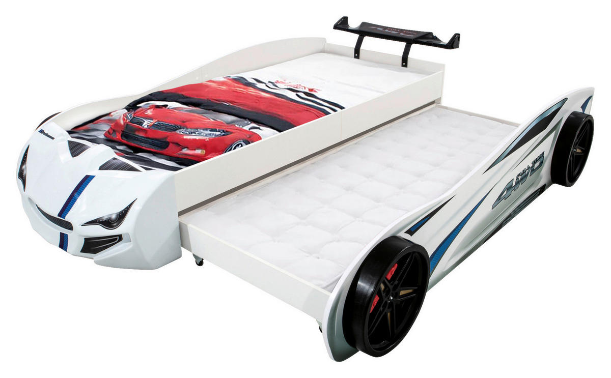 AUSZIEHBETT 90/200 cm  in Weiß  - Schwarz/Braun, KONVENTIONELL, Holz/Holzwerkstoff (90/200cm) - Xora