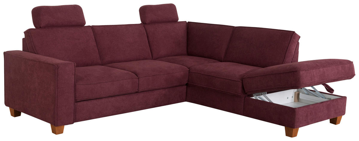 ECKSOFA in Flachgewebe Dunkelrot  - Eichefarben/Dunkelrot, Konventionell, Holz/Textil (236/213cm) - Sit & More