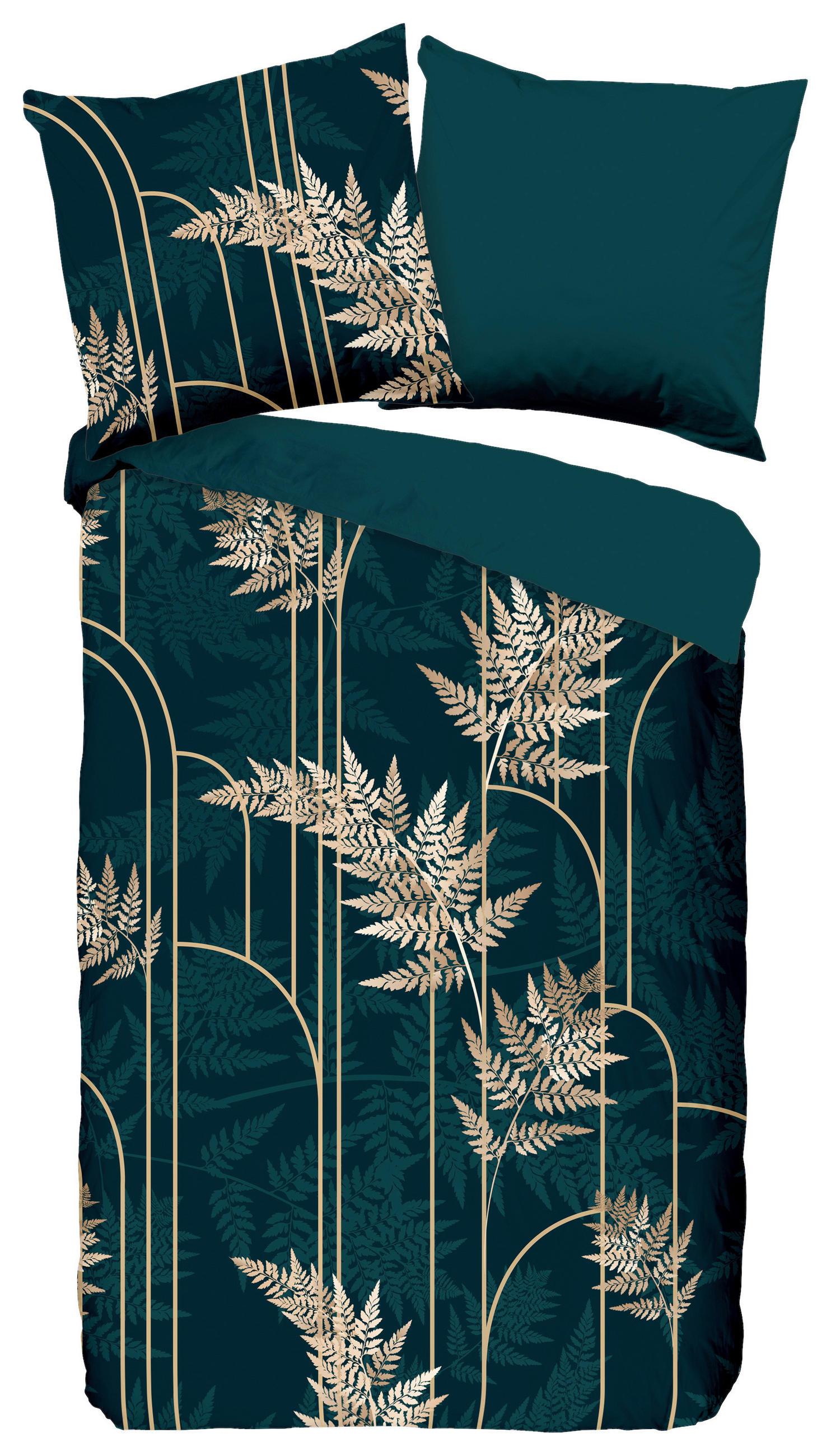 WENDEBETTWÄSCHE Malak Mikrofaser 135/200 cm  - Dunkelgrün/Grün, Natur, Textil (135/200cm)