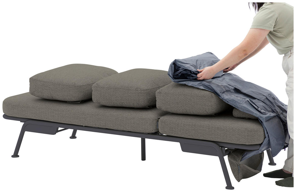 GARTENBANK 198/78/81 cm  Aluminium  - Graphitfarben/Grau, Design, Textil/Metall (198/78/81cm) - Zebra 