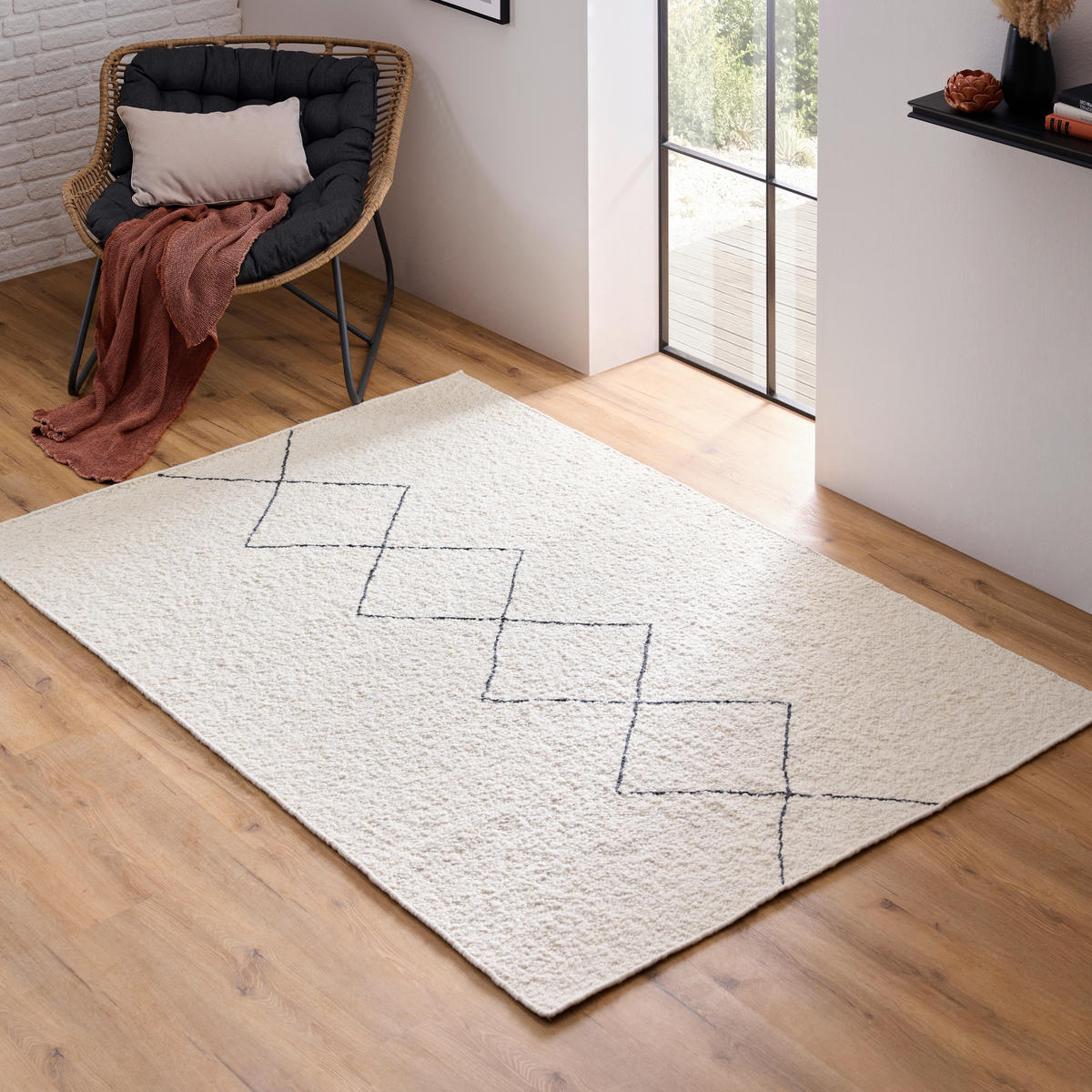 HANDWEBTEPPICH  Wohnzimmer 130/190 cm Atlas Weiß rechteckig  - Weiß, Natur, Textil (130/190cm) - Linea Natura