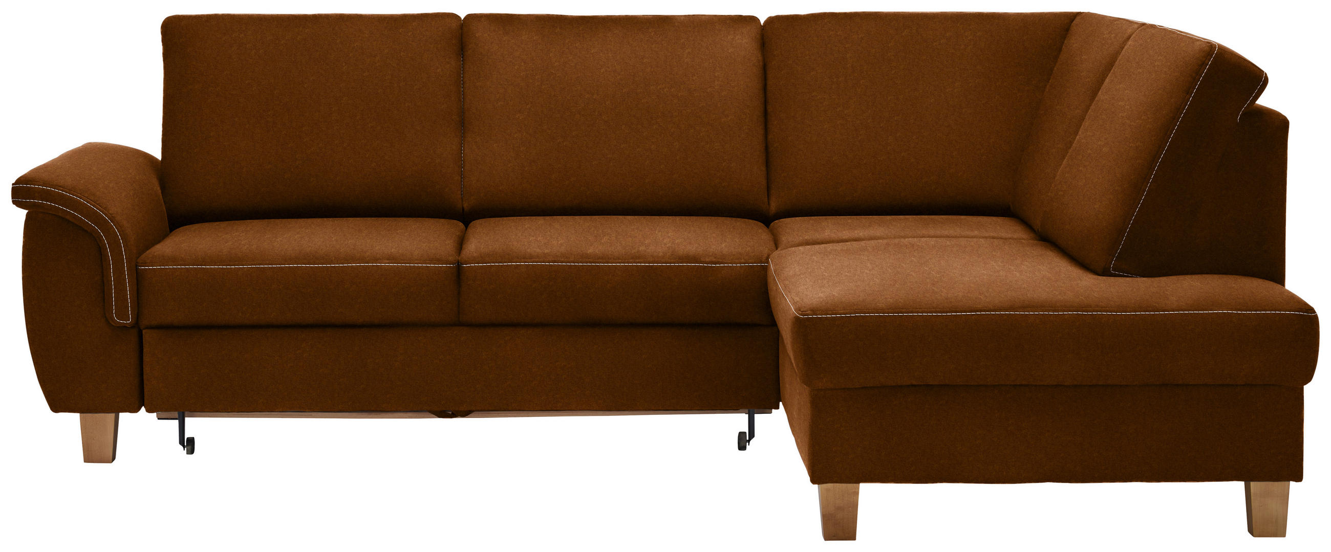 ECKSOFA Bernsteinfarben Flachgewebe  - Eichefarben/Bernsteinfarben, Design, Holz/Textil (253/185cm) - Cantus