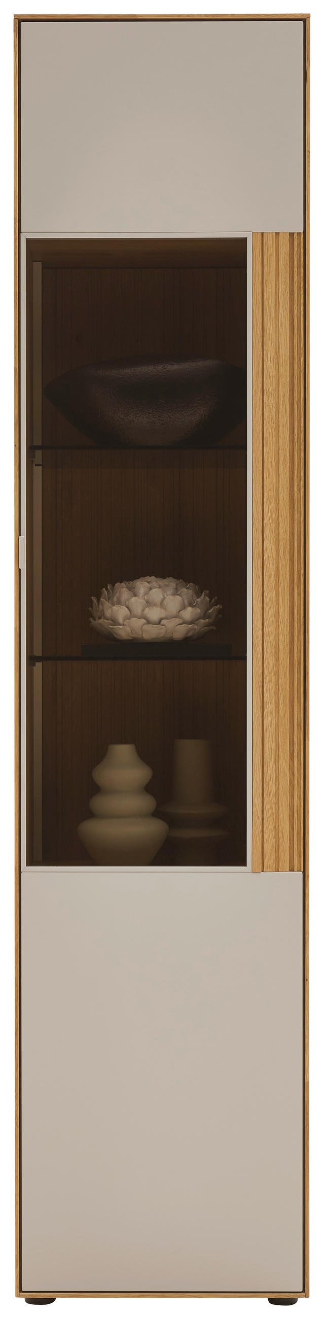 VITRINE  in massiv Wildeiche Kaschmir, Wildeiche - Kaschmir/Wildeiche, Design, Glas/Holz (46,9/205,5/37,1cm) - Dieter Knoll
