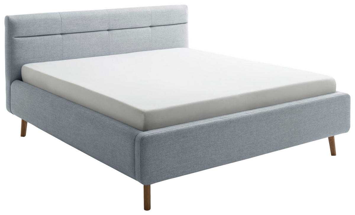POLSTERBETT 180/200 cm  in Pastellblau  - Pastellblau/Eichefarben, Konventionell, Holz/Textil (180/200cm) - Boxxx