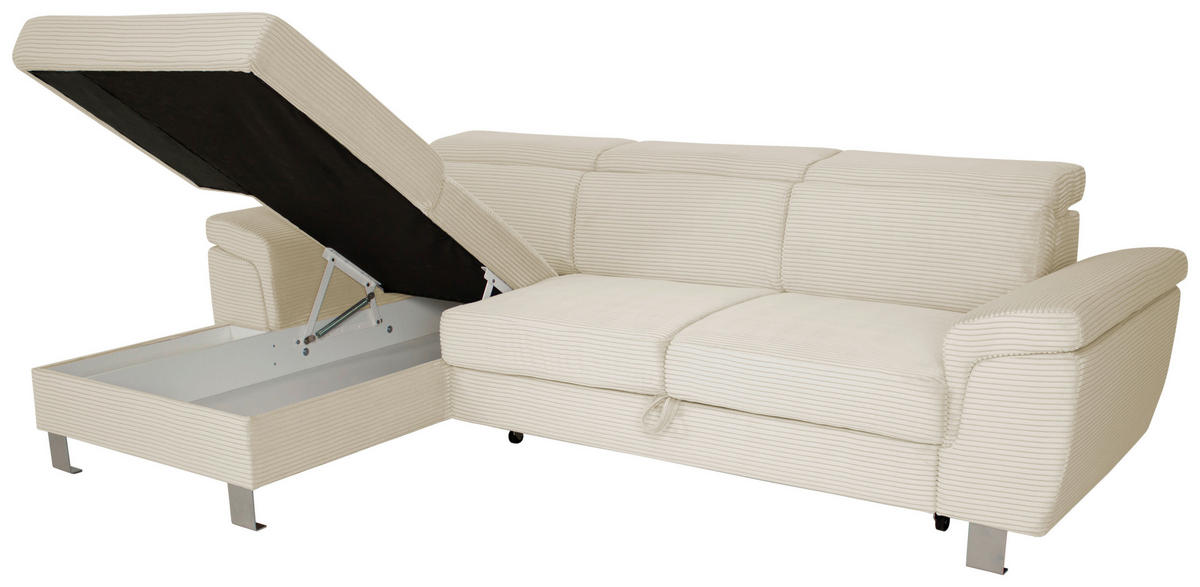 ECKSOFA in Cord Naturfarben  - Silberfarben/Naturfarben, Design, Textil/Metall (167/250cm) - Xora