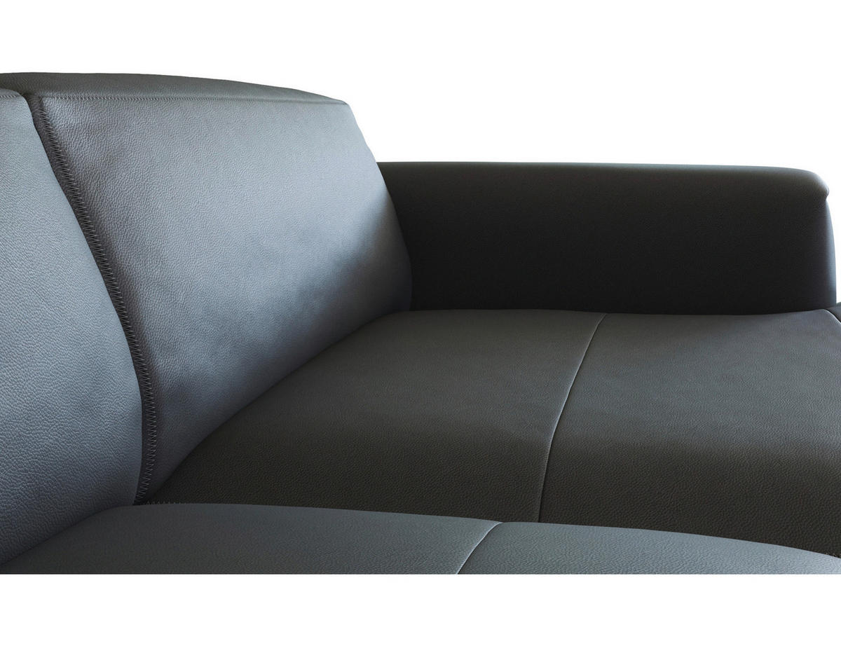 CloseUp von Livetastic ECKSOFA Schwarz Echtleder.