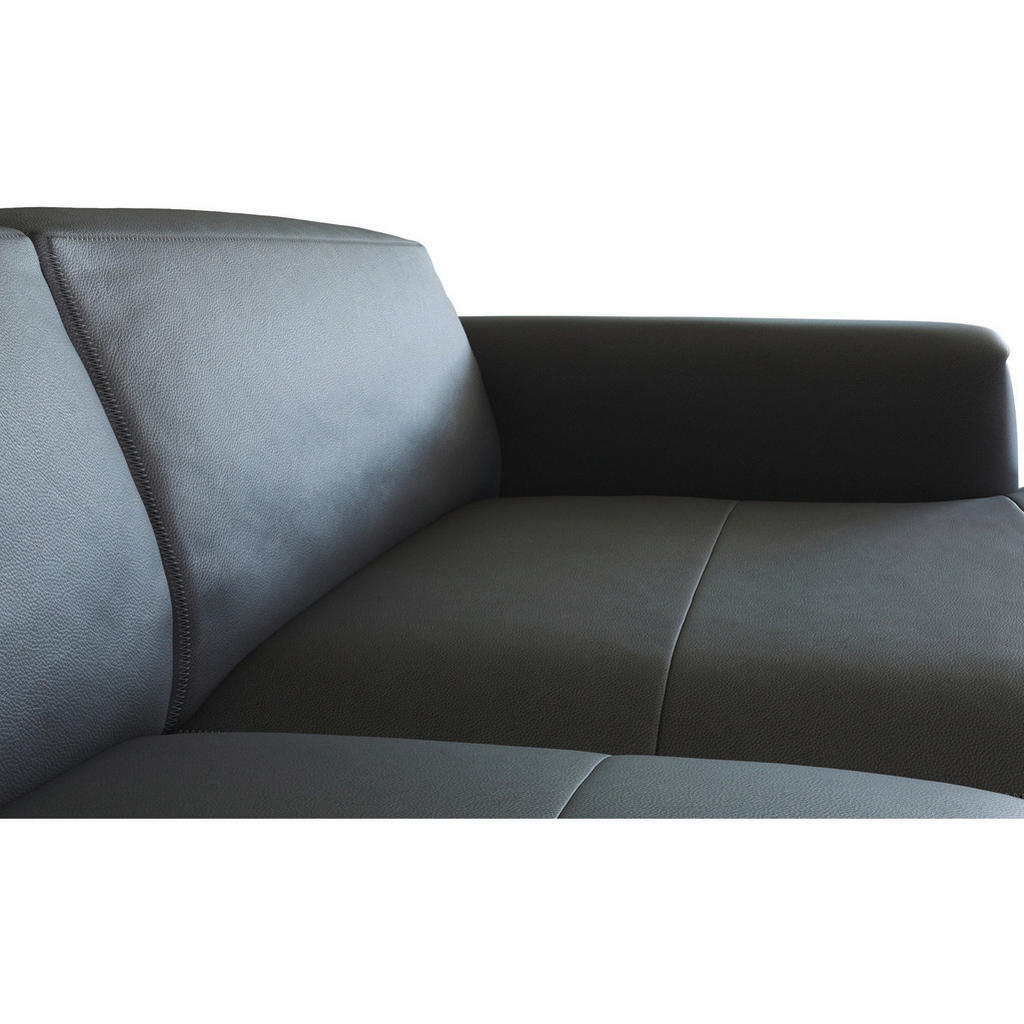 Thumbnail - Livetastic Ecksofa, Schwarz, Leder, Echtleder, Birke, vollmassiv, 3-Sitzer, Ottomane rechts, L-Form, 317x171 cm, Reach, ...