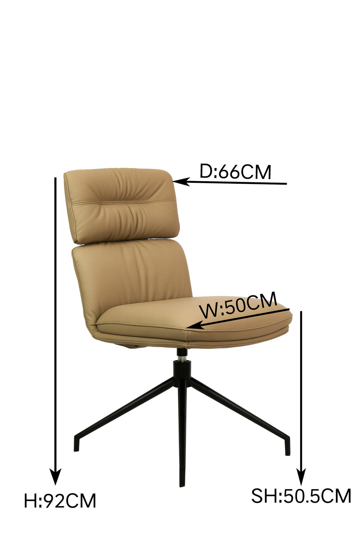STUHL Echtleder Schwarz, Hellbraun  - Hellbraun/Schwarz, Design, Leder/Metall (50/92/64,5cm) - Dieter Knoll