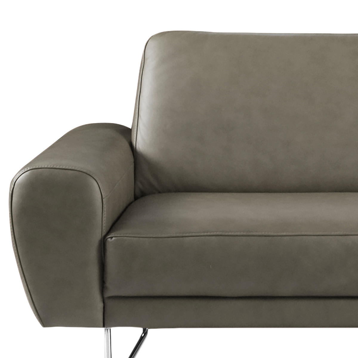 2-SITZER-SOFA in Echtleder Grau  - Chromfarben/Grau, Design, Leder/Metall (177/85/92cm) - Livetastic