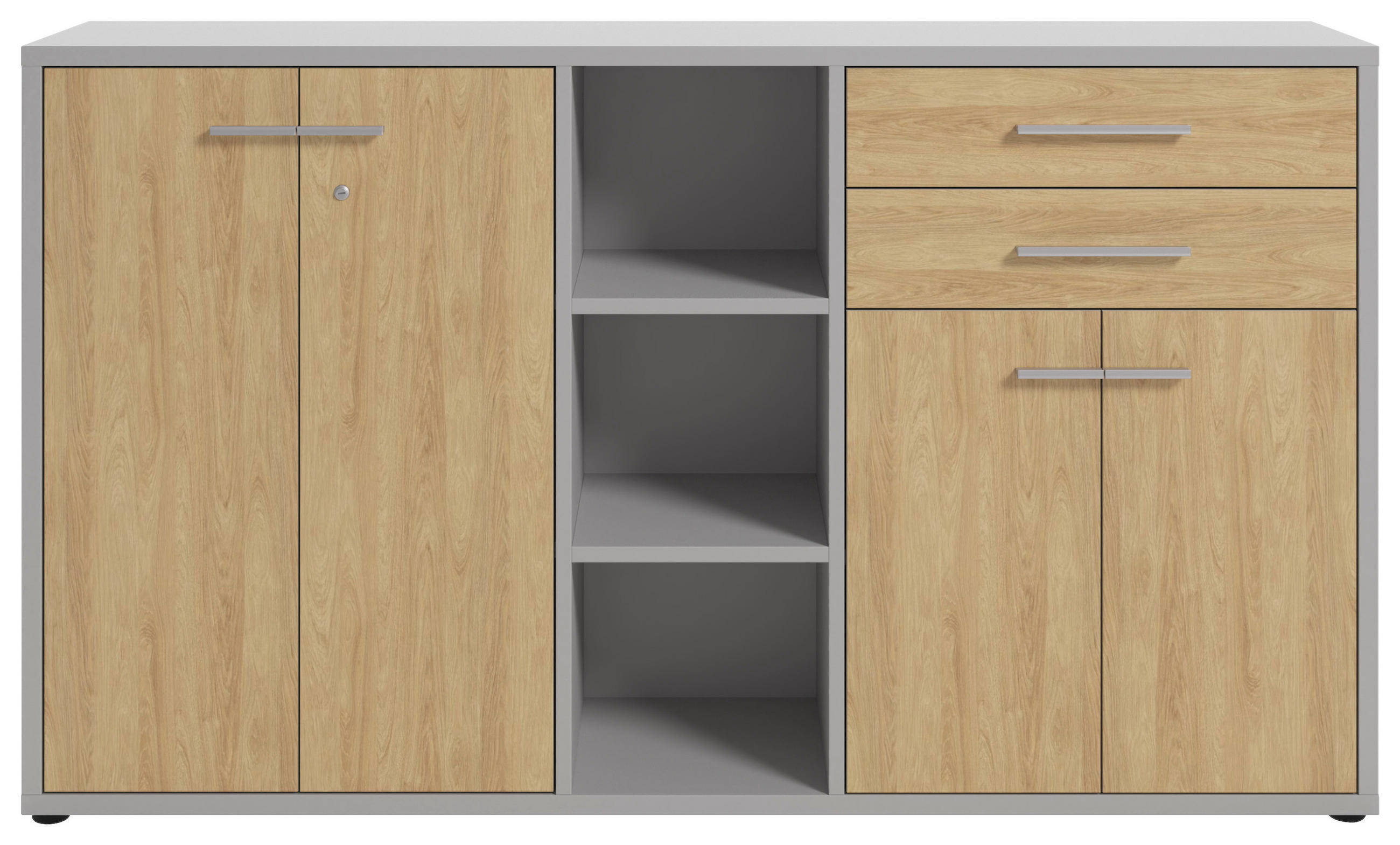 SIDEBOARD Texas  in 191,1/110/40 cm  - Hellgrau/Alufarben, MODERN, Holzwerkstoff/Kunststoff (191,1/110/40cm) - Novel